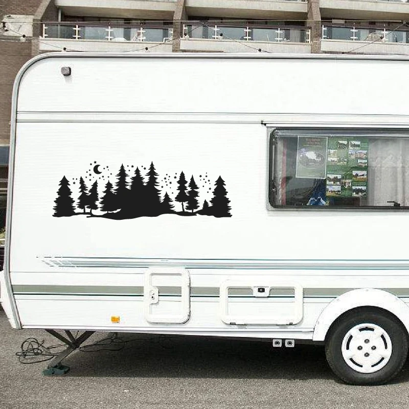 Для SUV RV Camper внедорожный Звездный лес автомобильный Декор лес Кемпинг лунный свет автомобиля Наклейка