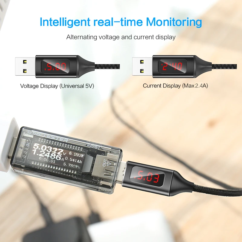 FLOVEME LED USB Type C кабель быстрая зарядка мобильный телефон Android зарядное устройство