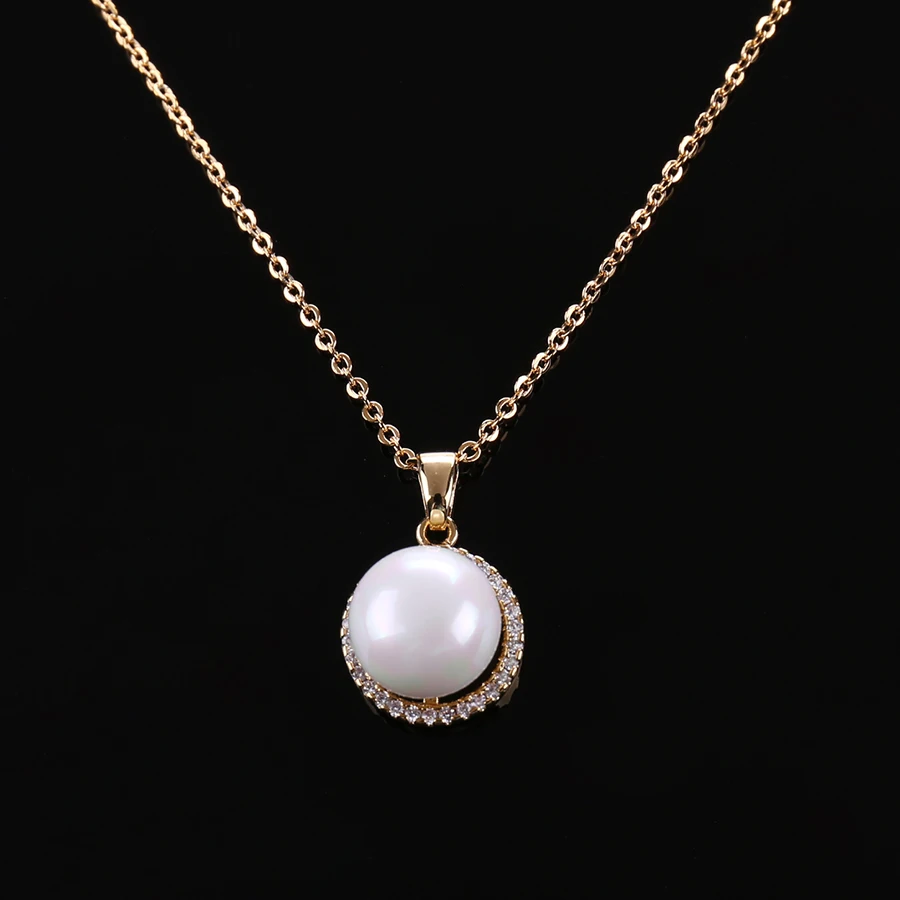 Semiround Simulated-pearl Pendants &amp Necklaces Link Chain For Women AAA Cubic Zirconia Crystal Gift Wedding Female Bijouterie | Украшения