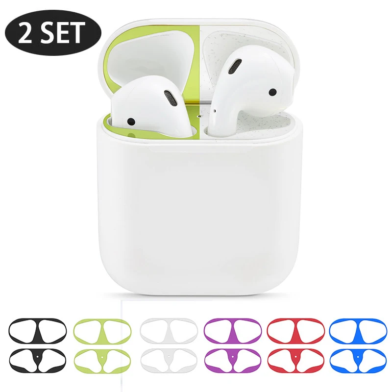 2 комплекта ультра тонкий защитный чехол для Airpod Earpods металлическая пленка