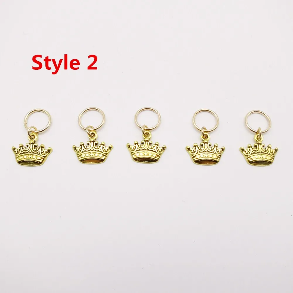 5pcs Style 2 5 шт./упак. Золотой разных 5 видов стилей подвески, подвязанные лентой, с объемной волной, дредлоки, для увеличения объема, бусины зажимы манжеты, ювелирные изделия, кольца, дредлоки, для увеличения объема, аксессуары - Цвет: 5pcs Style 2