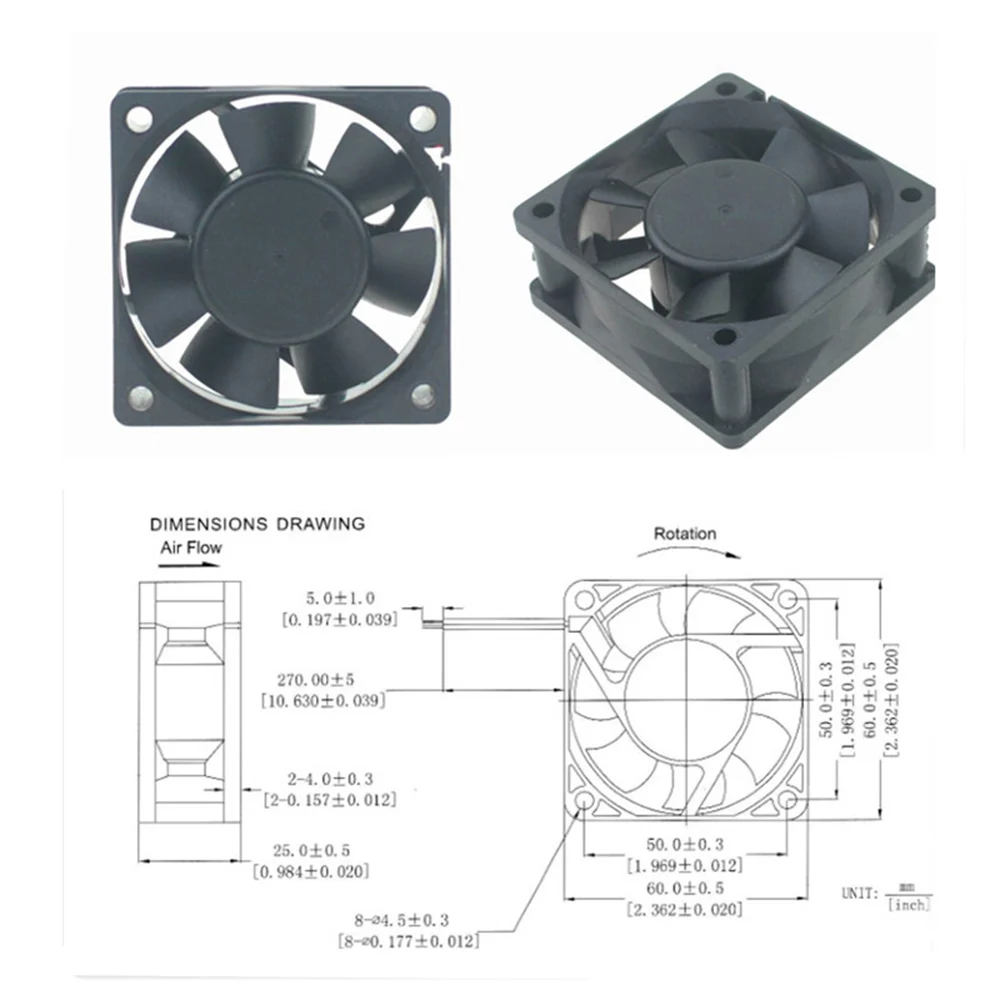 Asunflower 6025 DC 24V 0.1A 60x60x25 мм 4500 об/мин вентилятор корпуса ПК 2 Pin бесщеточный Вентилятор