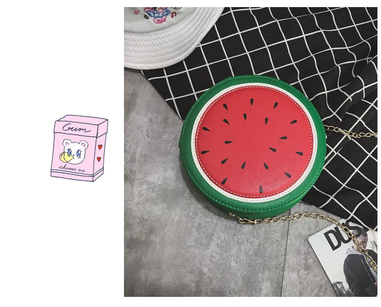 Fun Fashion Fruit Design Peach Watermelon Avocado Pu Leather Ladies Shoulder Bag Tote Crossbody Mini Messenger Bag Flap Handbag