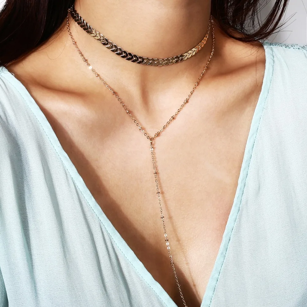 Богемное ожерелье с цепочкой для самолета многослойное из 2 предметов подарок