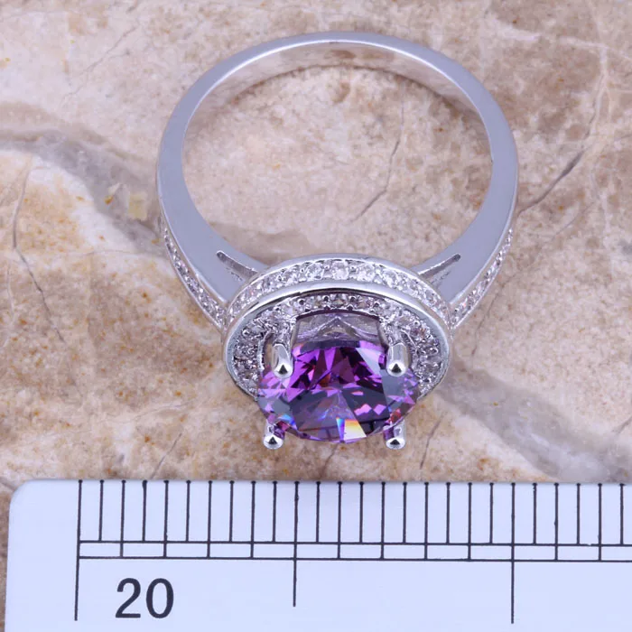 Классический фиолетовый фианит Белый CZ посеребренное кольцо размер 7/8/9 E430|ring size|womens rings size 7women |