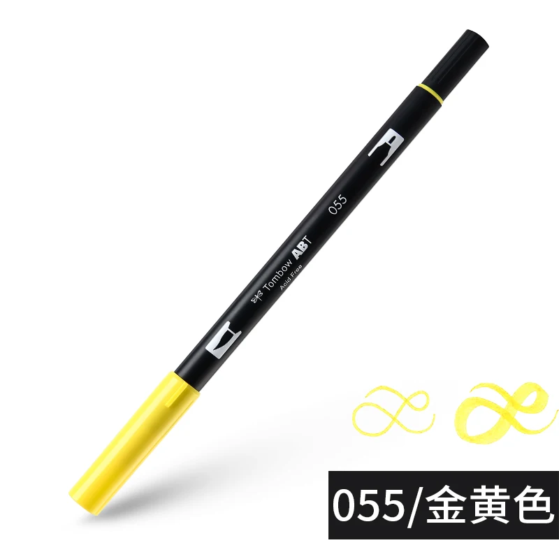 055 ABT Tombow, двойная кисть, художественные маркеры, акварельные маркеры, 96 цветов, мягкая ручка для рукописного письма, профессиональные ручки для рисования - Цвет: 055