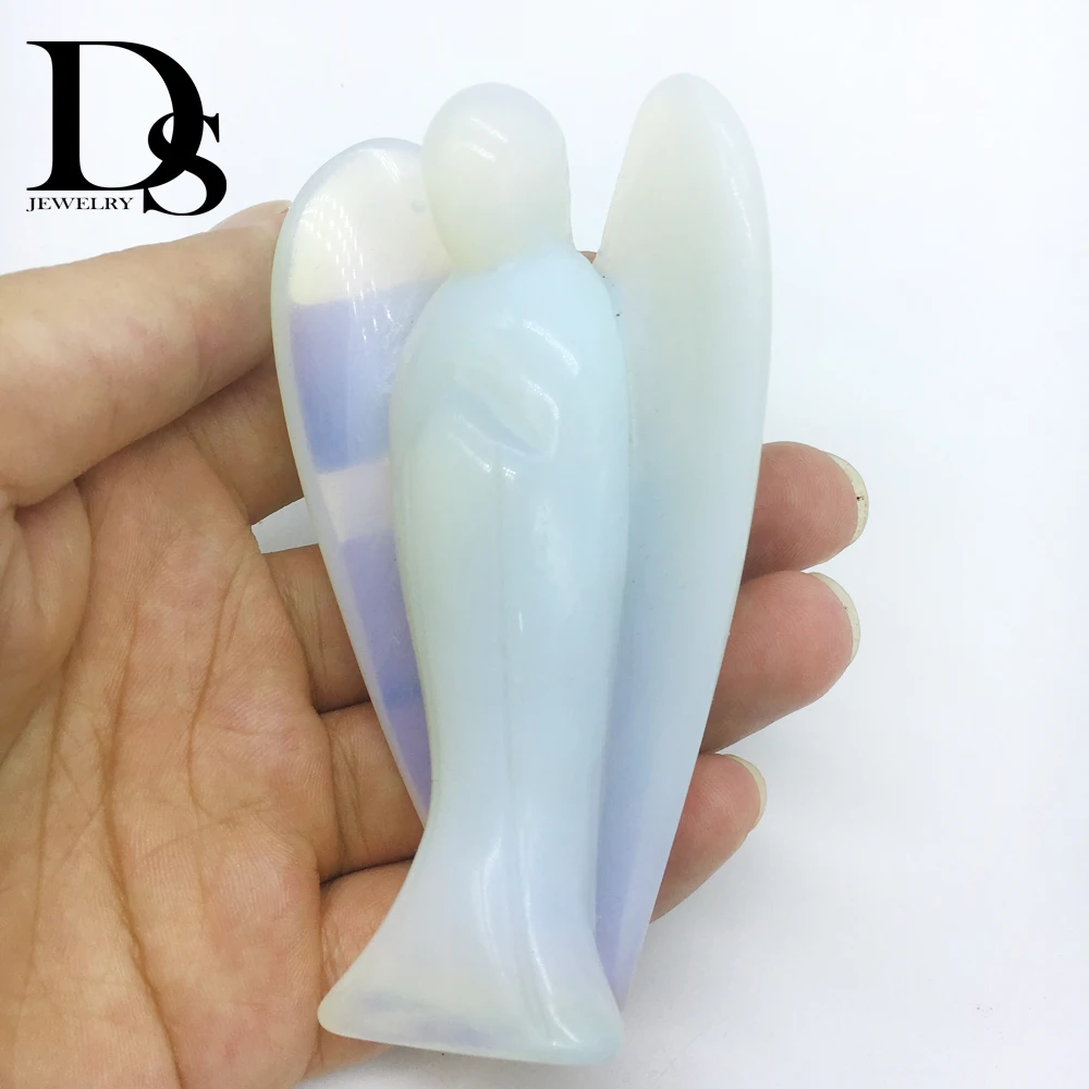 Hot Sale!! 4inch Natural Carved Opal Angel Figurine Pocket Guardian Reiki Chakra Healing Crystal Holiday Gifts | Дом и сад