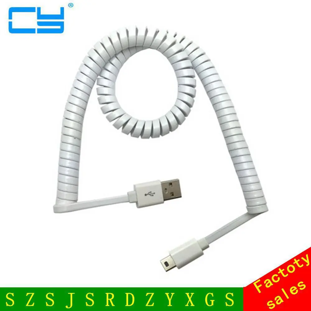 10 футов 3 м пружинный Спиральный USB 2 0 штекер мини 5 Pin кабель для синхронизации