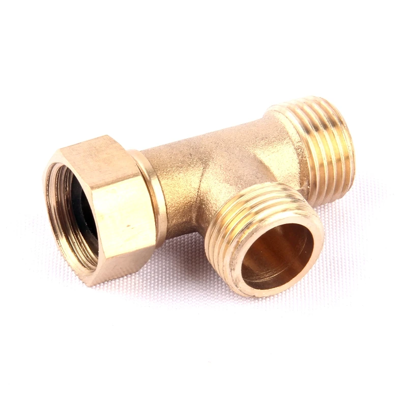 1pc 1/2 Inch Brass Thread Tee Water Pipe Brass Connector Garden Irrigation Copper Adapter