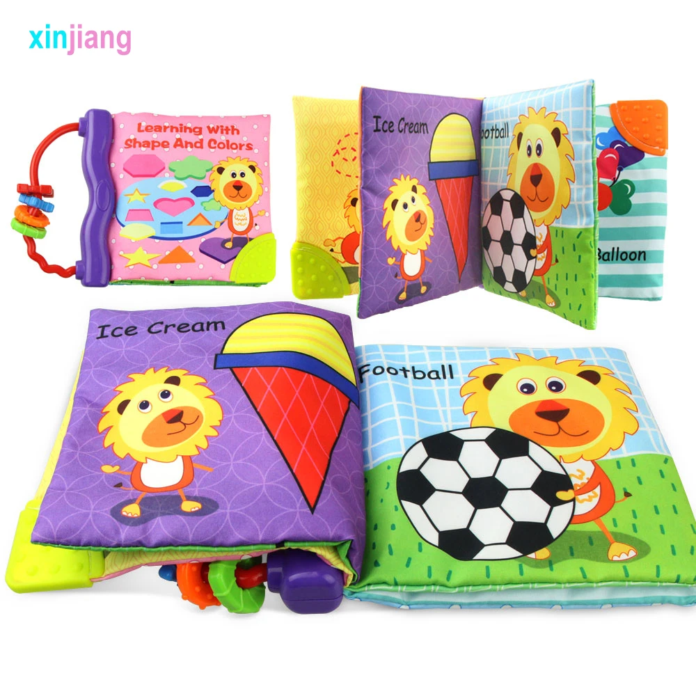 

Baby Soft Cloth Book Handle Rattles Infant Toys Rustle Sound Non-toxic Cloth Books Quiet Book Early Educational for Babies )
