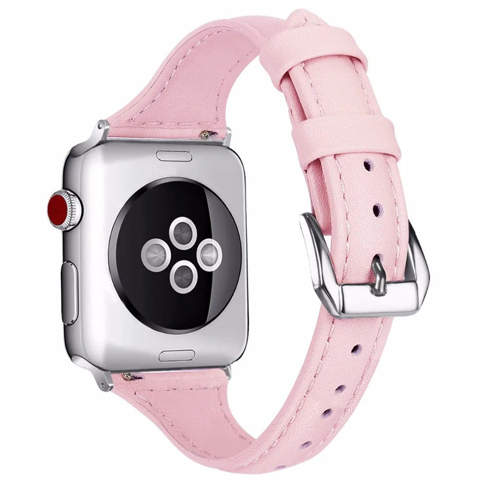 Чехол для Apple Watch тонкий ремешок из натуральной кожи с застежкой нержавеющей