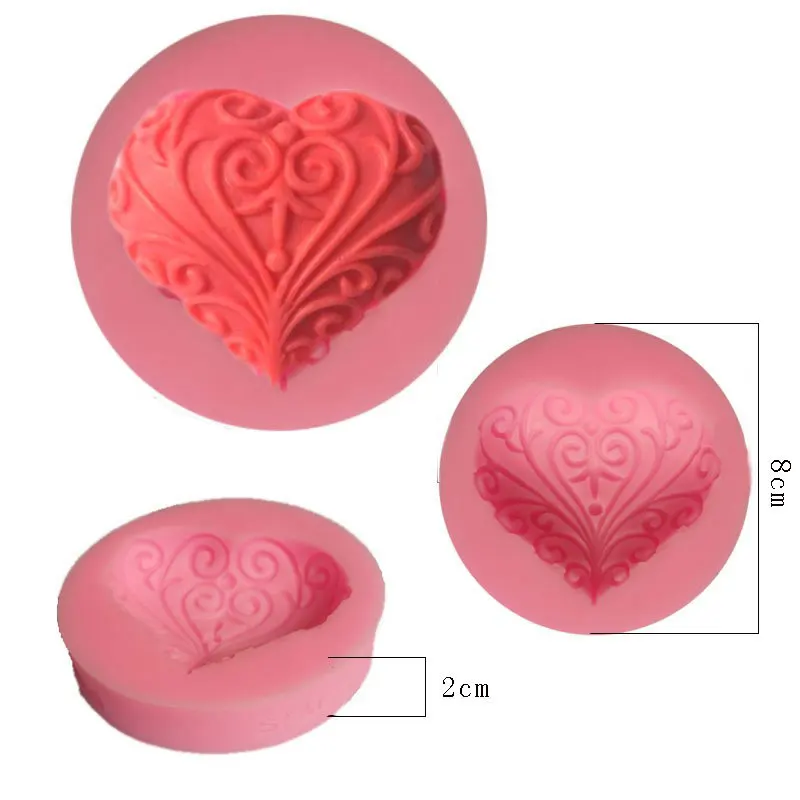 3D Силиконовая резьба в форме сердца мыло мастика инструменты для украшения