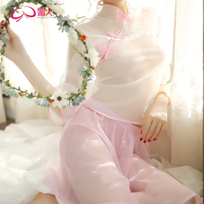 Сексуальное женское белье сексуальная юбка cheongsam с разрезом прозрачный игровой
