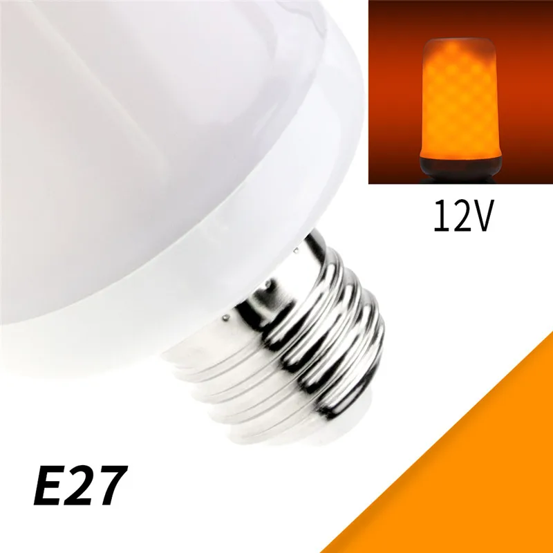 E27 2 шт./лот E26 светодиодные лампочки динамический пламя эффект E27 лампы светодиодные свечи 12 V E14 Светодиодная лампа пламени мерцающего сжигание украшения сада - Испускаемый цвет: E27