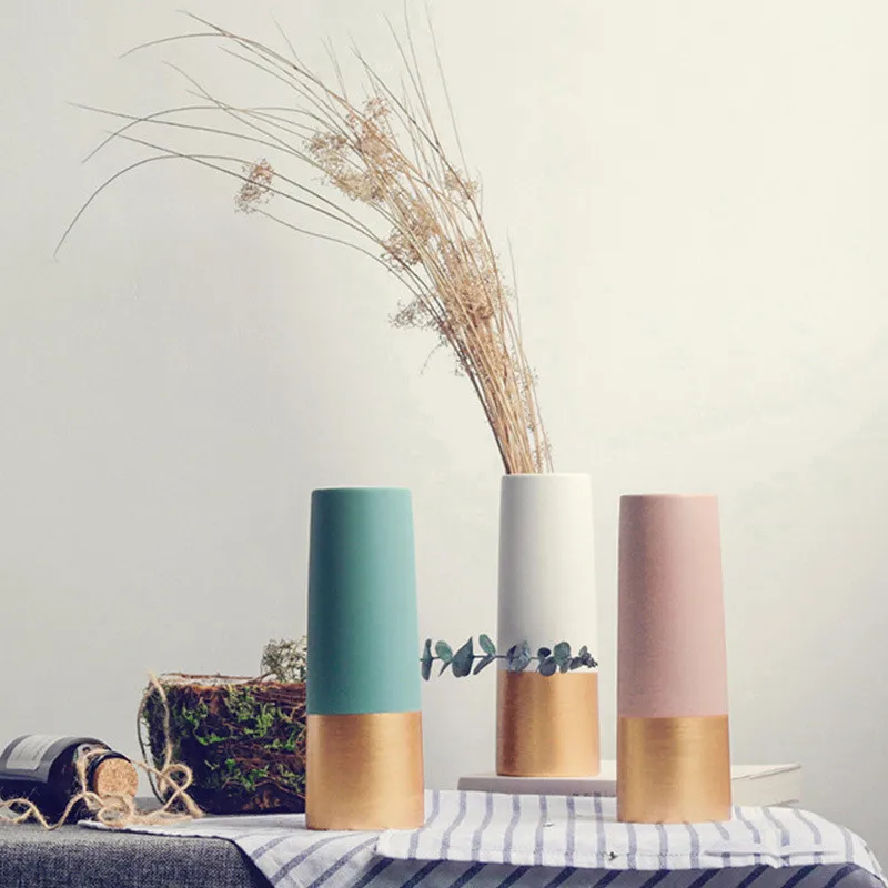 

Nordic Color Matching Vase Decoration Light Luxury Ceramic Vase Flower Modern Minimalist Home Living Room Soft Decoration