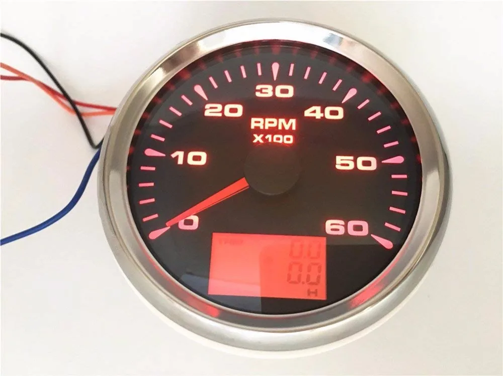 Универсальный 0-6000 об/мин Тахометр измерительные приборы 85 мм Lcd счетчики оборотов с счетчиком времени поездки, коэффициент скорости для авто, грузовик, лодка с подсветкой