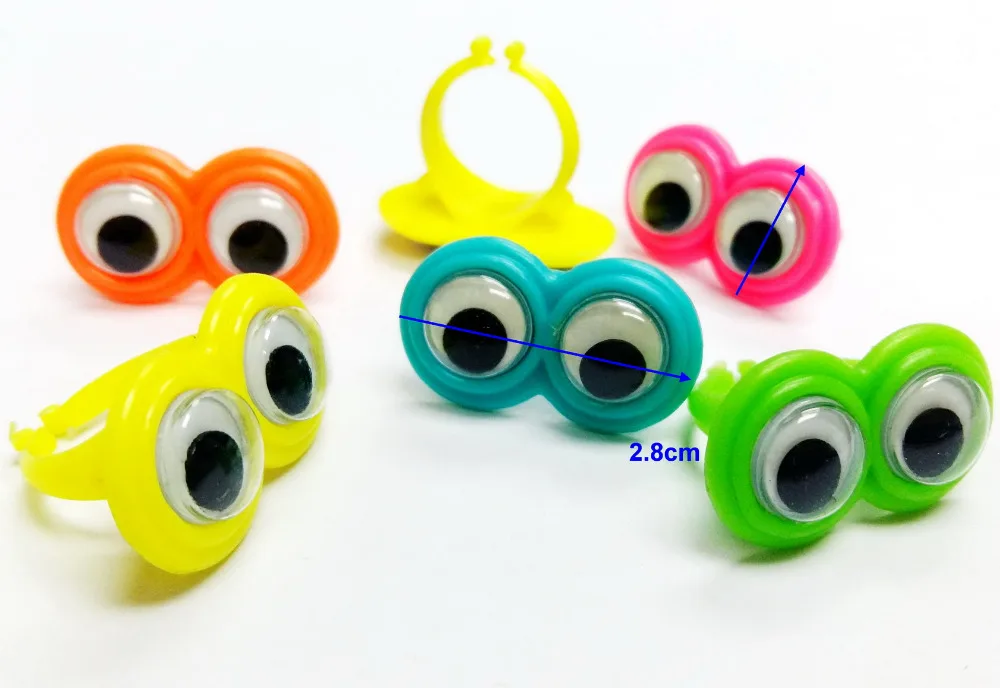 48 шт. кольца с подвижными глазами для девочек розыгрыш на день рождения в подарок