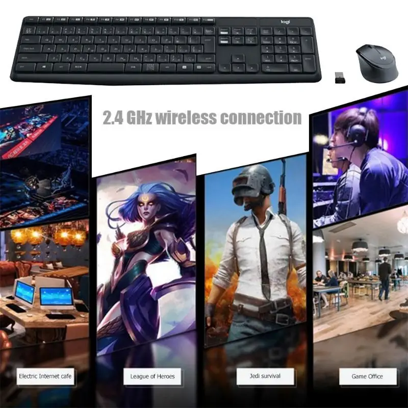 Logitech MK315 тихий 2,4 ГГц Беспроводной клавиатура и Мышь комбо клавиатуры набор мышей для ПК компьютер для Windows 7/8/10