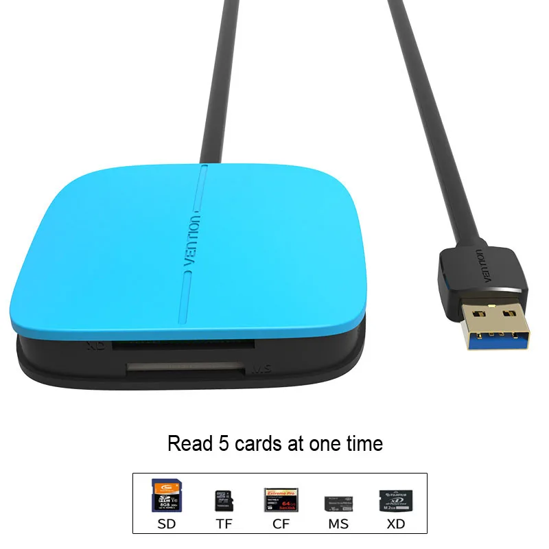 USB 3 0 кардридер Vention SD CF MS XD Micro TF кард ридер высокоскоростное устройство для чтения
