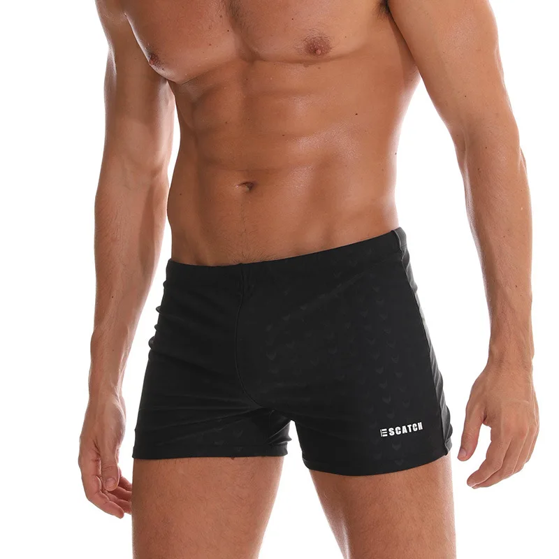 Swim Boxer Briefs Swim Jammer by Camo Racer Mens Square Leg Swimsuit Beach Surfing Swimming Trunks Pants Swimwear Shorts - Color: 1