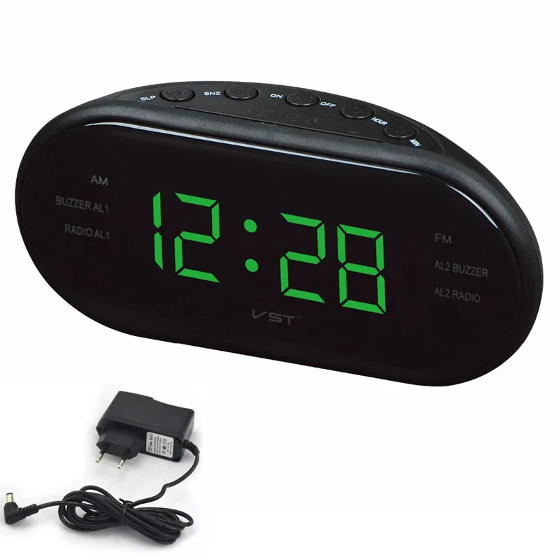 Electronic Table Watch Shelf Desk Clocks With Backlight Snooze Nixie clock Large LED Digital AM FM Radio Alarm Clock | Дом и сад
