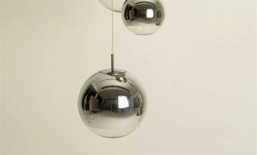 Silver Gold Glass Lustre Pendant Lights Globe Ball LED Pendant Lamp Living Room Hanging Luminaire Lamparas Lustre Lighting E27