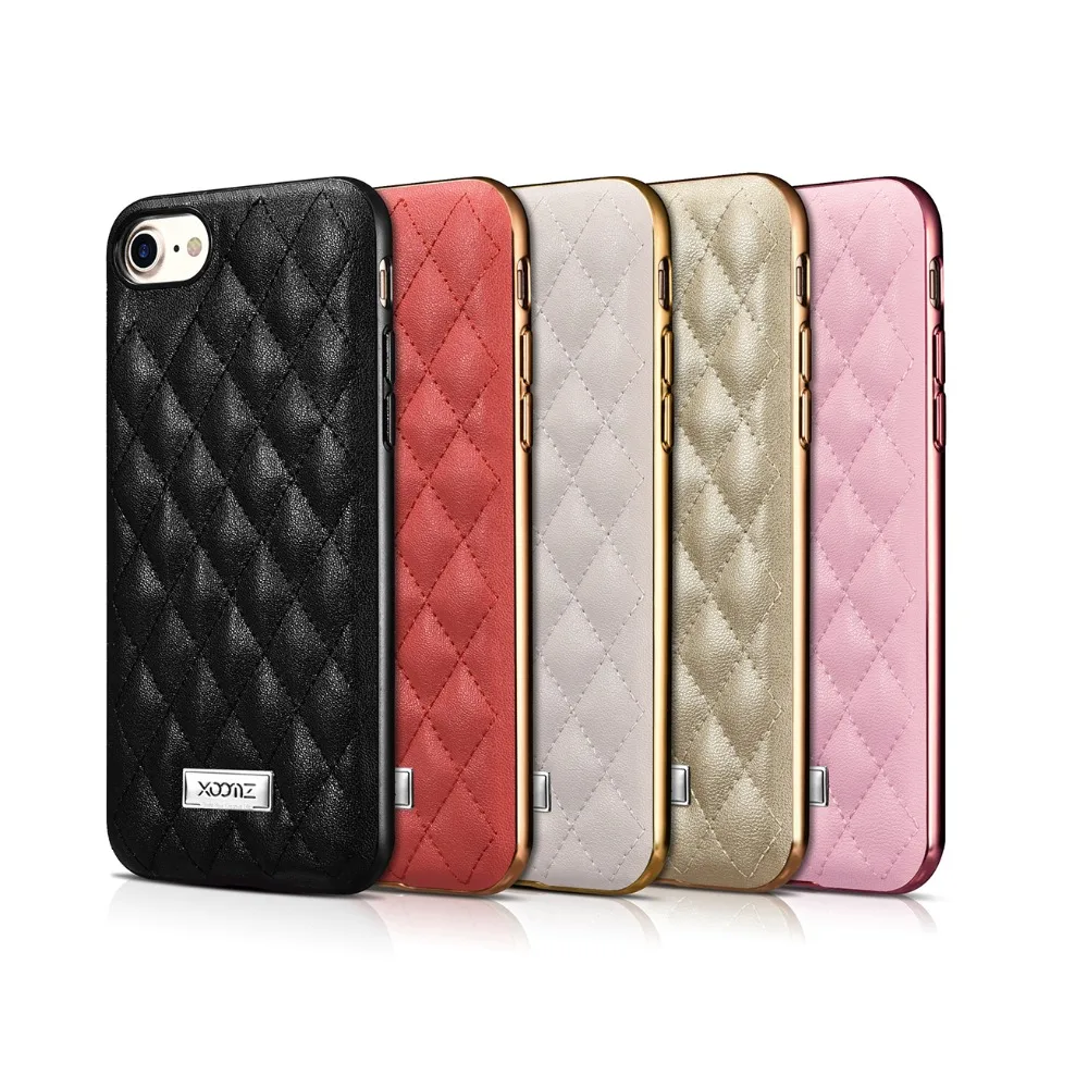 ICarer Леди Люкс 5 цветов квадратная сетка овчины кожаный чехол для iphone7 4.7 &quotназад