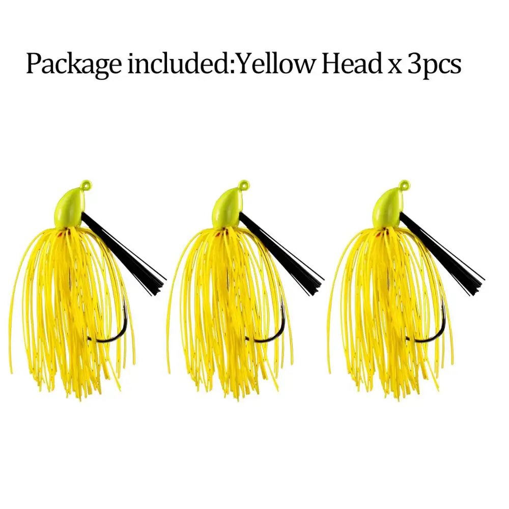 3pcs yellowhead Thkfish 1 шт./3 шт. рыболовные Джиги смешанных цветов, резиновая приманка с юбкой для плавания, металлические Свинцовые джиг-головки 16 г, юбка Мормышка, приманки для рыбалки - Цвет: 3pcs yellowhead