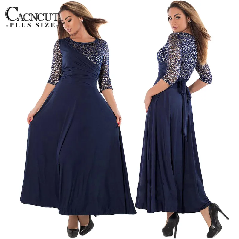 

Plus Size Sexy Party Dresses winter dresses 2018 Women Long Dress maxi big sizes Lace Patchwork Dress lady party vestidos