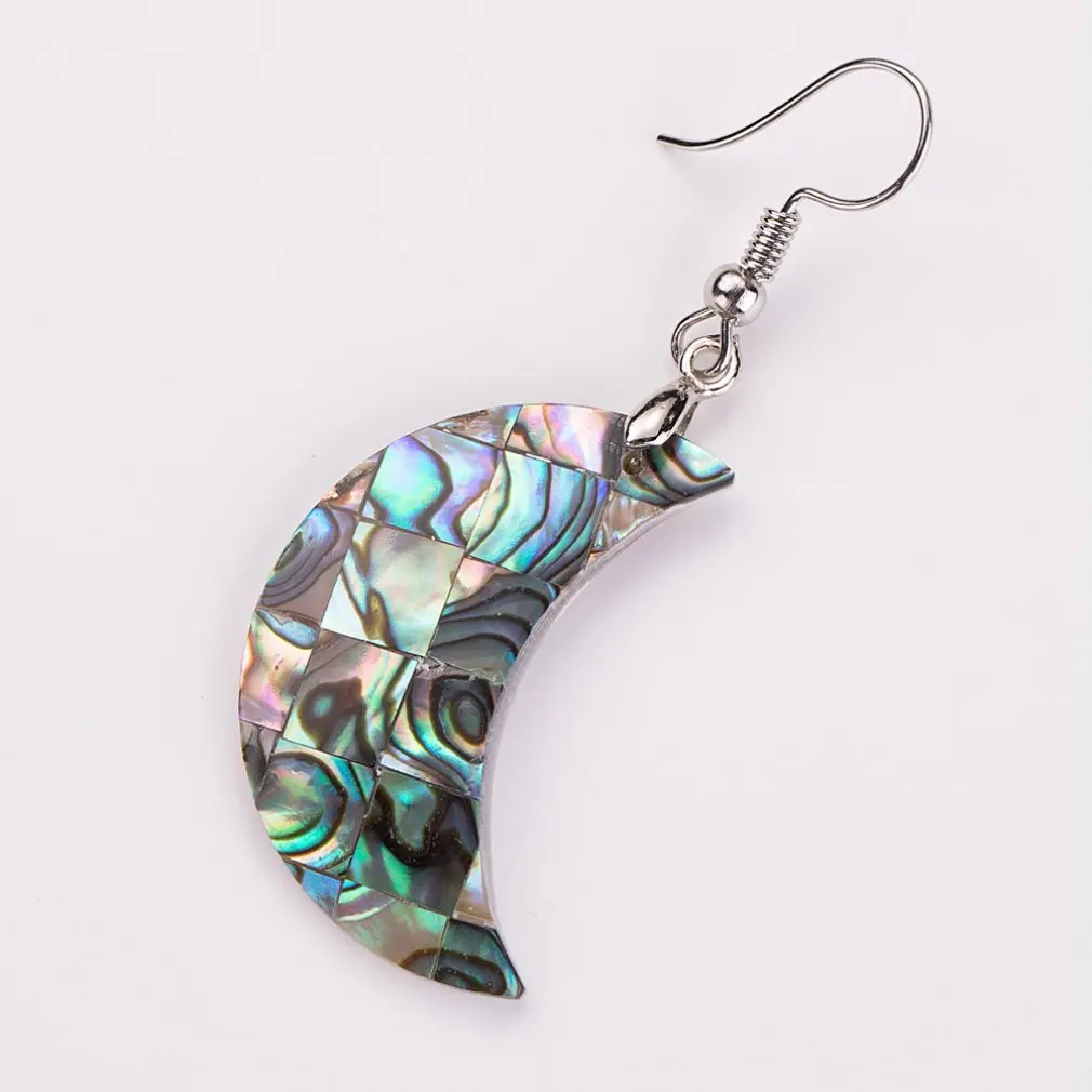 Модные серьги в виде раковины Луна натуральные абалона ювелирные