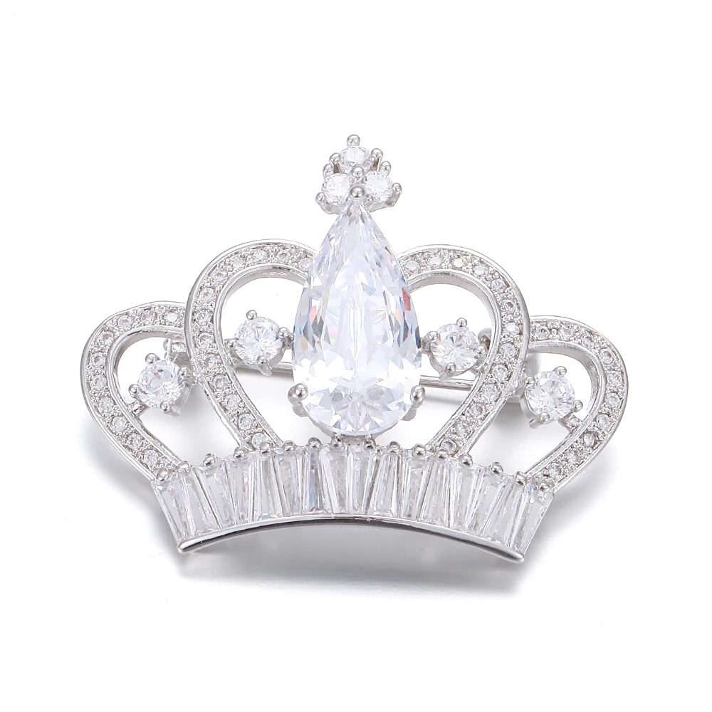Женская брошь в форме короны King Cap с кубическим цирконием свадебное платье модные