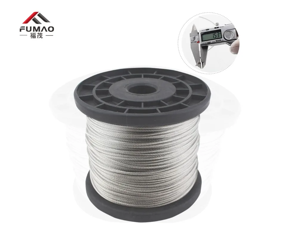 

100M Length 304 Stainless Steel, 7X7 Structure 1.5mm Diameter Wire Rope for Fence, Railing,Decking, DIY Balustrade