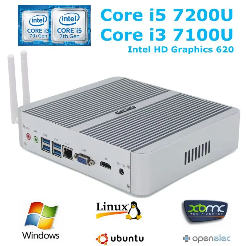 7 го поколения Kaby Lake Intel Core i5 Mini PC 7200U i3 7100U DDR3L HD Graphics 620 4K компьютер 8250U DDR4 Minipc|computer