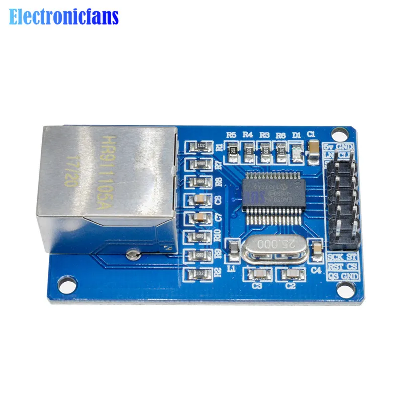 Сетевая плата ENC28J60 LAN Ethernet 25 МГц Кристальный AVR 51 LPC STM32 3 В для Arduino|Интегральные