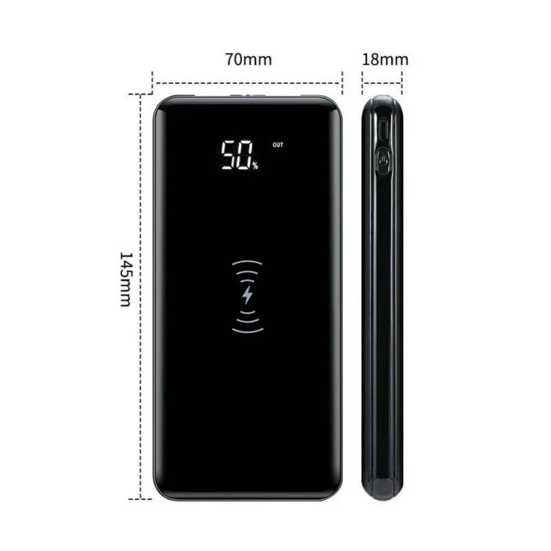 Qi беспроводной 10000 мАч портативный внешний аккумулятор 2USB lcd светодиодный быстрое зарядное устройство для телефона зеркальная поверхность для iPhone Android