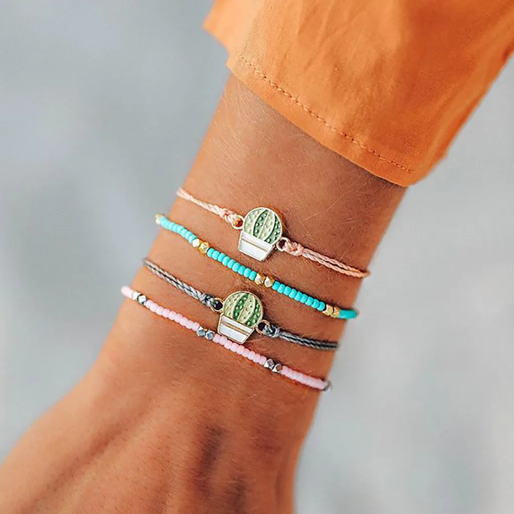 4 шт Стильный браслет для мужчин и женщин Boho яркие красочные веревки Pulseira Ретро