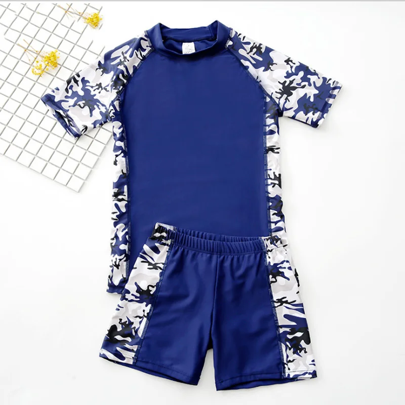 Летний купальник для мальчика камуфляжный принт детский Пляжная рубашка