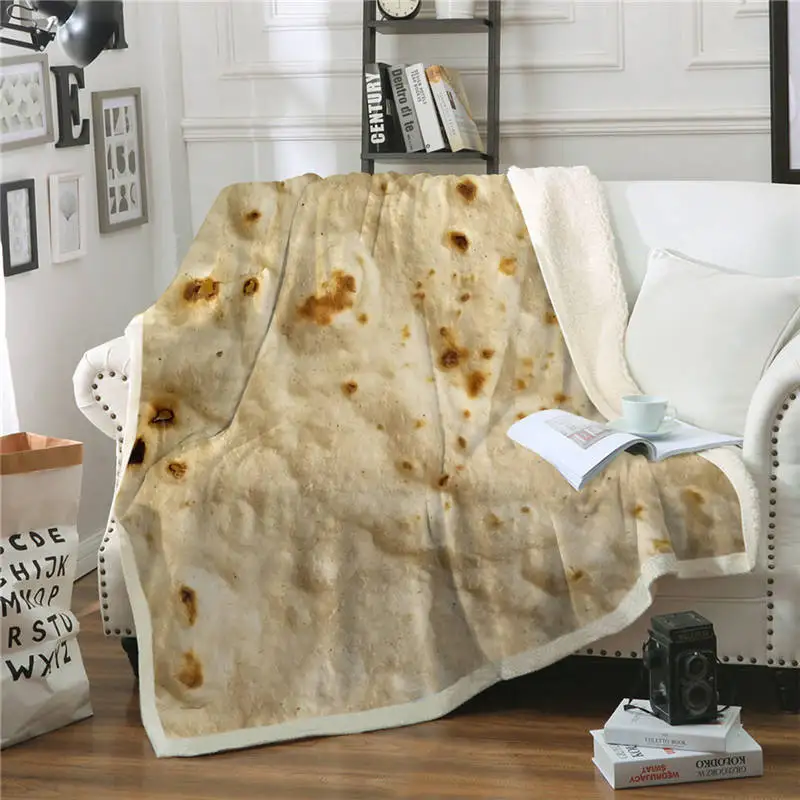 Burrito Blanket1 BeddingOutlet покрывало с рисунком кукурузы, тортилья, шерпа, Пита Лаваш, забавное одеяло для кровати, Фланелевое флисовое плюшевое покрывало, Прямая поставка - Цвет: Burrito Blanket1