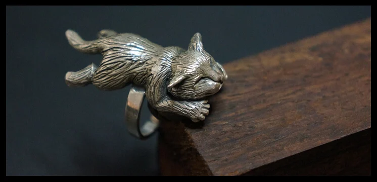 Оптовая продажа регулируемое кольцо в стиле ретро с котом модные ювелирные