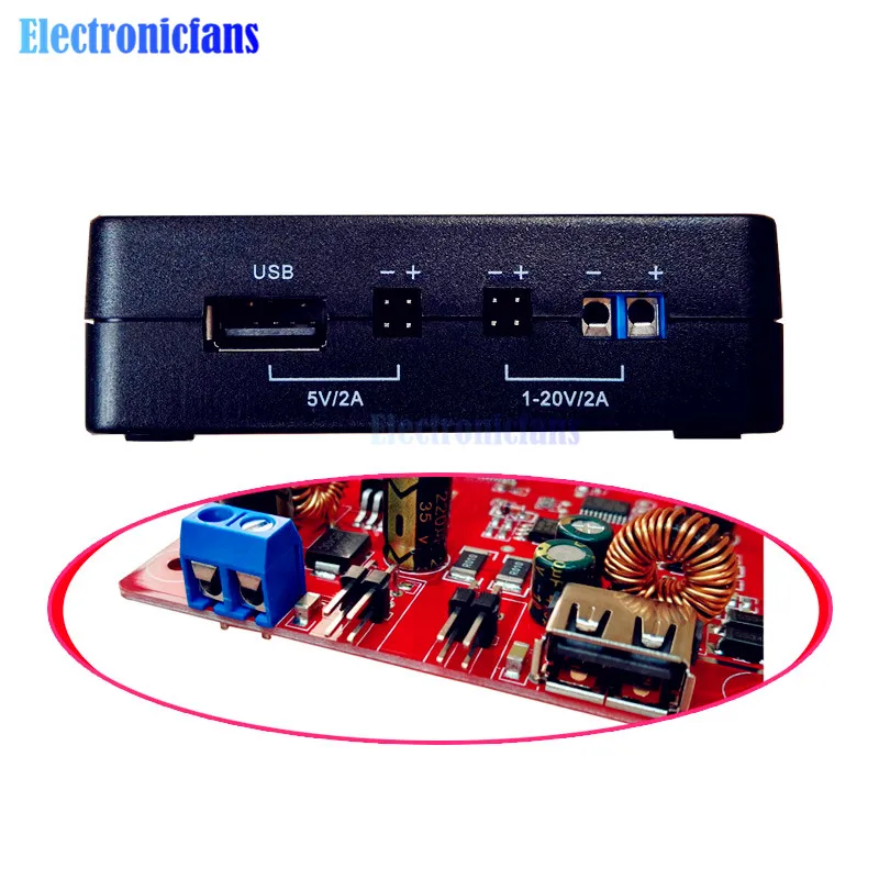 Черный мини LCD DC источник питания USB понижающий преобразователь со светодиодным