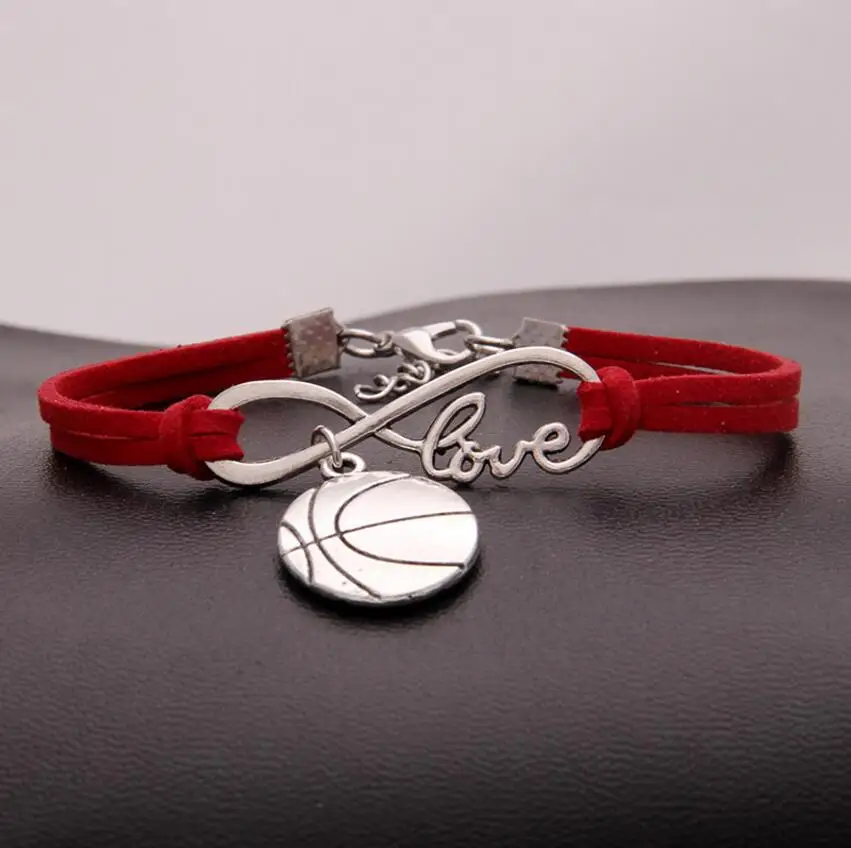 10 шт./лот браслет Infinity Love 8 баскетбольный с движением Подвеска для женщин/мужчин