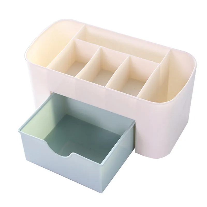 Пластиковая настольная коробка для хранения косметики с небольшим ящиком