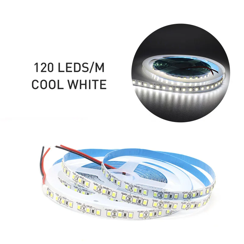 120 LED White 1 м 2 м 3 м 4 м 5 м Светодиодная лента 2835 120 светодиодный S 240 светодиодный s белый теплый белый не водонепроницаемый гибкий светильник Светодиодная лента DC12V декоративный светильник ing - Испускаемый цвет: 120 LED White