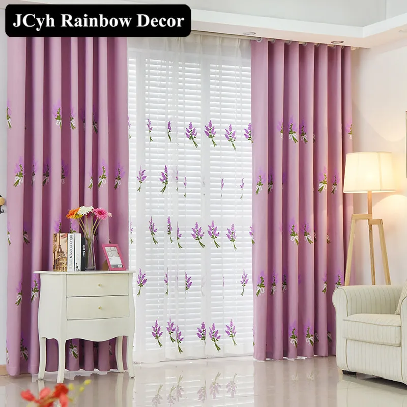 Lavender Embroidered Curtains For Living Room Rustic High Quality Blinds Window Bedroom Purple Rideaux Tulle Voile|curtains for|embroidered