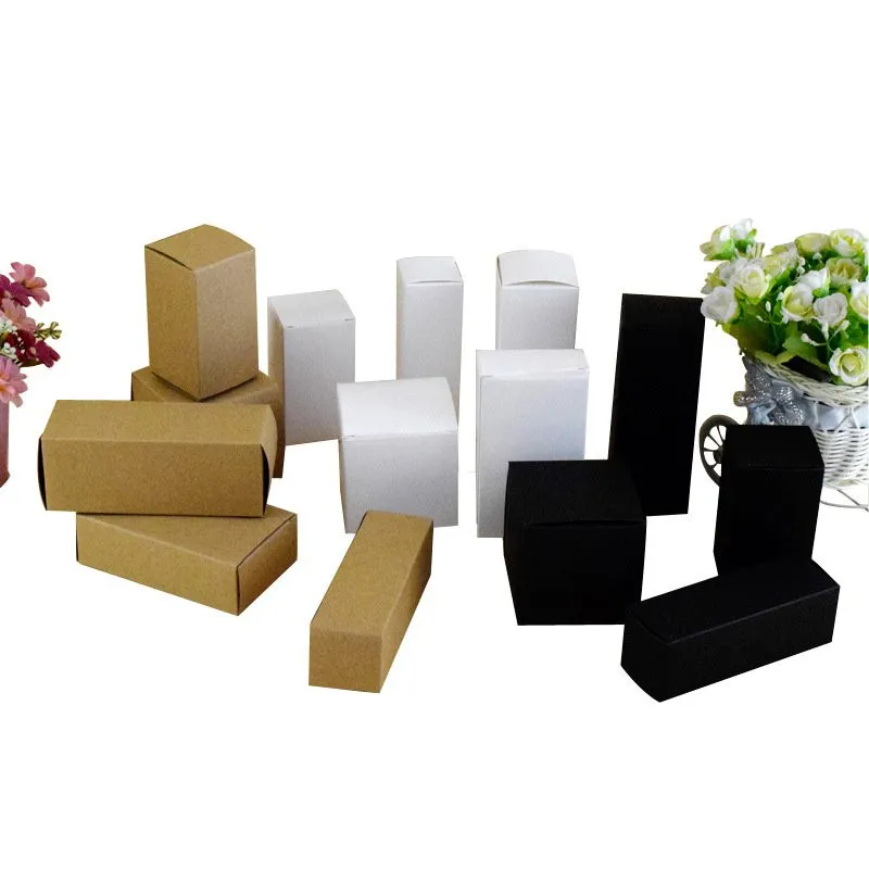 hot 50pcs/lot Natural Kraft Paper Box Cube Tuck Top Gift Box Marriage Emballage Cajas Cosmetic Jar Packaging Box Party Supplies