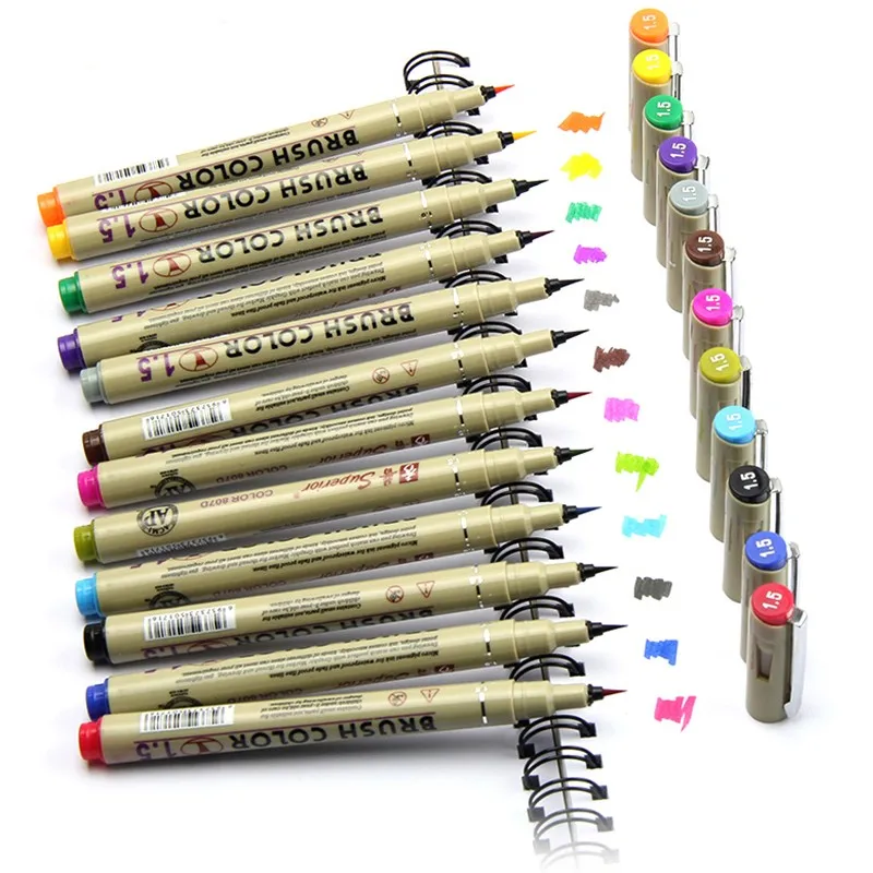 12 цветов для рисования Книги по искусству ist мягкие Кисточки ручка Copic Эскиз