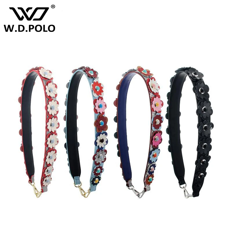 Genuine Leather Flower Women Shoulder Strap Rivet Design Handle For Bag Famous Brand Accessorie z1058 | Багаж и сумки