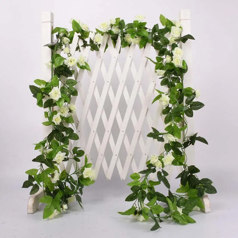 33pcs White 1 шт. шелковые розы плюща лоза с зелеными листьями для дома Свадебные украшения поддельные листья diy Висячие гирлянды искусственные цветы - Цвет: 33pcs White