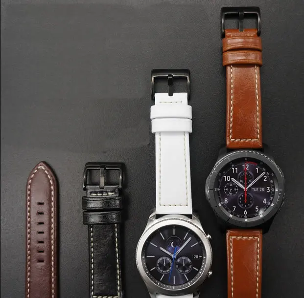 Ремешок из натуральной кожи для Samsung Gear S3 Galaxy Watch 46 мм браслет наручных часов Huawei GT