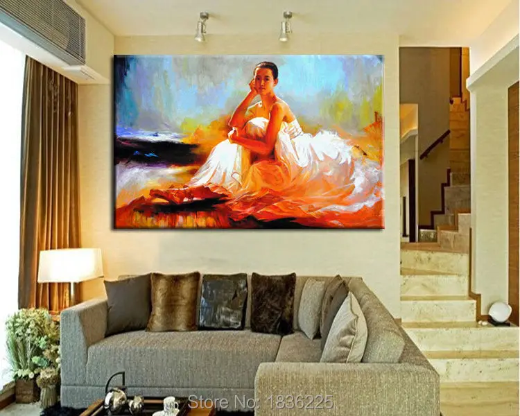 Goede Handgemaakte Olieverf Behang Decor Art Chinese Vrouw Portret Olieverf Badkamer Ideeën's Muur Decoratie